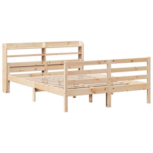 Sengeramme med sengegavl 140x200 cm massivt fyrretræ hvid