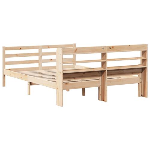 Sengeramme med sengegavl 140x200 cm massivt fyrretræ hvid