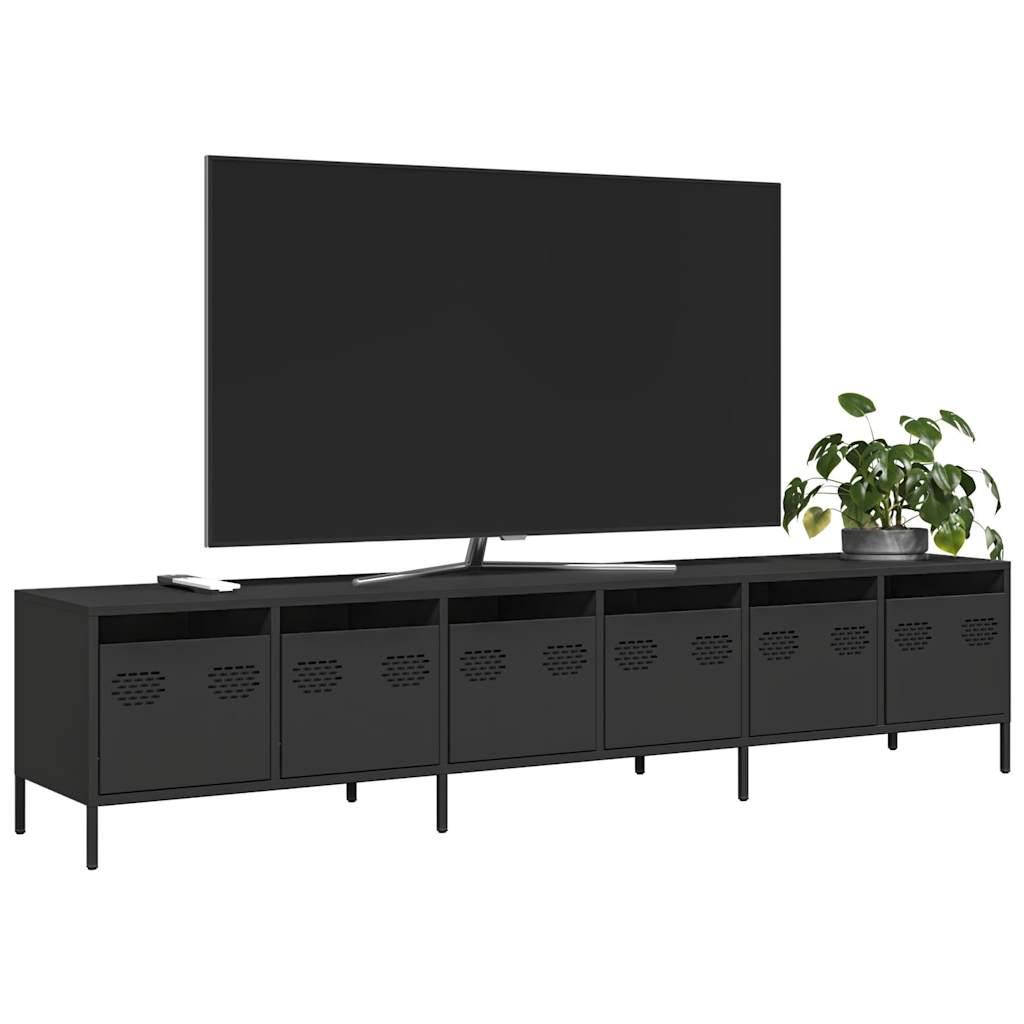 Tv-Bord 135X39X43,5 Cm Koldvalset Stål - 202 cm / Sort