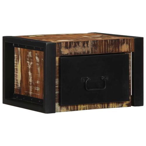Sengeskabe 2 stk 40x35x25 cm massivt genbrugstræ flerfarvet