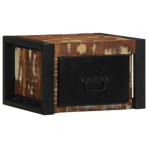 Sengeskabe 2 stk 40x35x25 cm massivt genbrugstræ flerfarvet