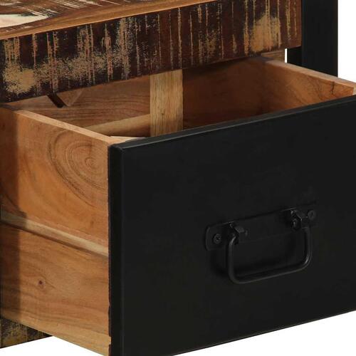 Sengeskabe 2 stk 40x35x25 cm massivt genbrugstræ flerfarvet