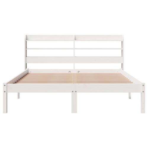 Sengeramme uden madras 135x190 cm massivt fyrretræ hvid