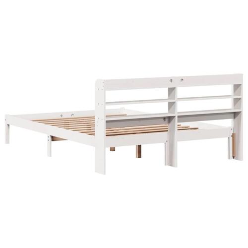 Sengeramme uden madras 135x190 cm massivt fyrretræ hvid