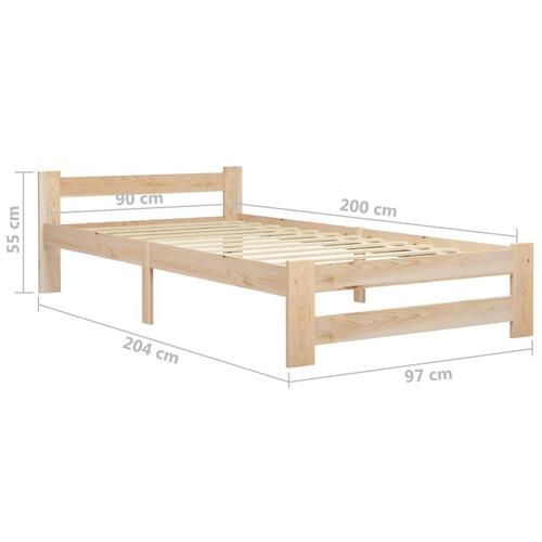 Sengestel 90x200 cm massivt fyrretræ