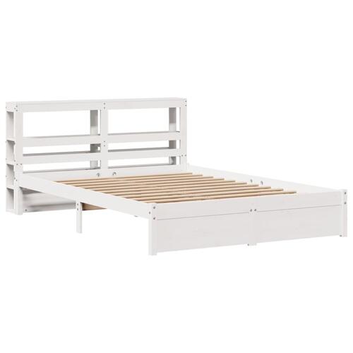 Sengeramme med sengegavl135x190 cm massivt fyrretræ hvid