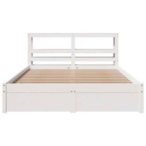 Sengeramme med sengegavl135x190 cm massivt fyrretræ hvid
