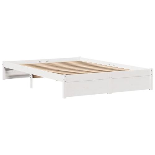 Sengeramme med sengegavl135x190 cm massivt fyrretræ hvid