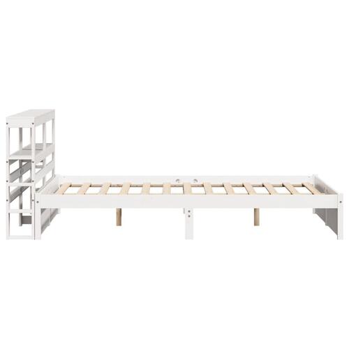 Sengeramme med sengegavl135x190 cm massivt fyrretræ hvid