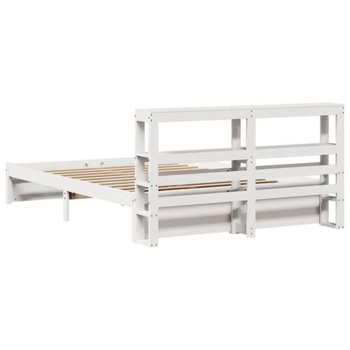 Sengeramme med sengegavl135x190 cm massivt fyrretræ hvid