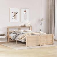 Sengeramme med sengegavl 150x200 cm massivt fyrretræ