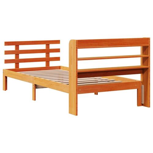 Sengeramme med sengegavl 90x200 cm massivt fyrretræ gyldenbrun