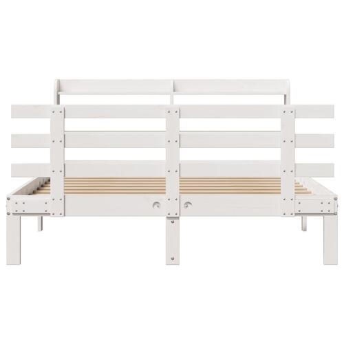 Sengeramme med sengegavl 150x200 cm massivt fyrretræ hvid