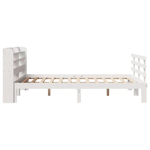Sengeramme med sengegavl 150x200 cm massivt fyrretræ hvid
