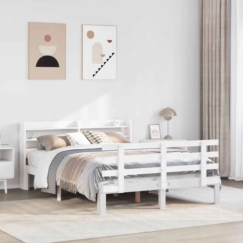 Sengeramme med hovedgærde uden madras Hvid 140x200 cm
