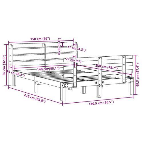 Sengeramme med hovedgærde uden madras Hvid 140x200 cm
