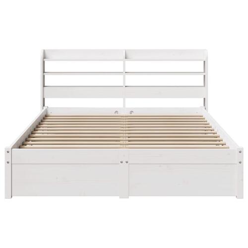 Sengeramme med sengegavl135x190 cm massivt fyrretræ hvid