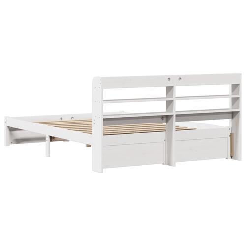 Sengeramme med sengegavl135x190 cm massivt fyrretræ hvid