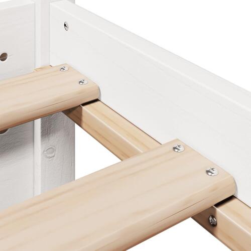 Sengeramme med sengegavl135x190 cm massivt fyrretræ hvid