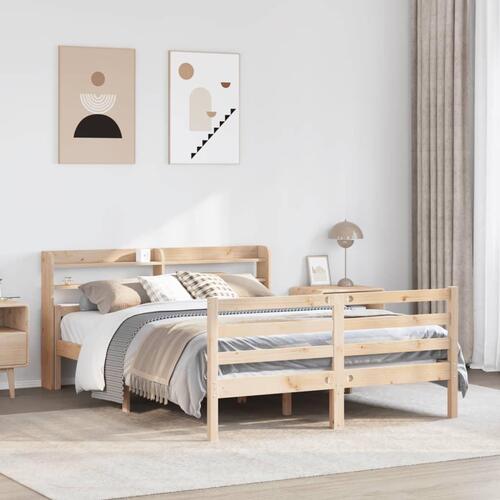 Sengeramme med sengegavl 140x190 cm massivt fyrretræ