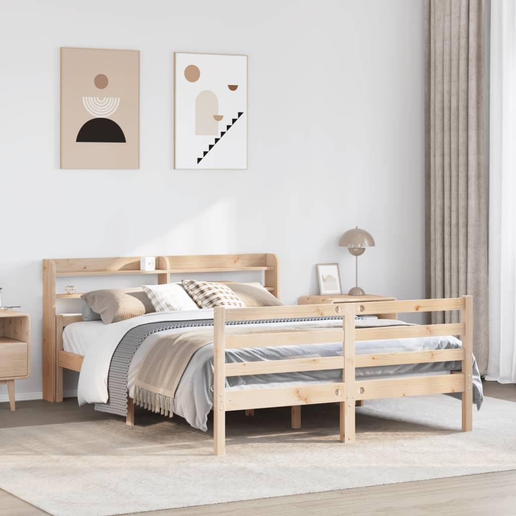 Sengeramme med sengegavl 140x190 cm massivt fyrretræ