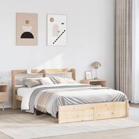 Sengeramme med sengegavl 150x200 cm massivt fyrretræ