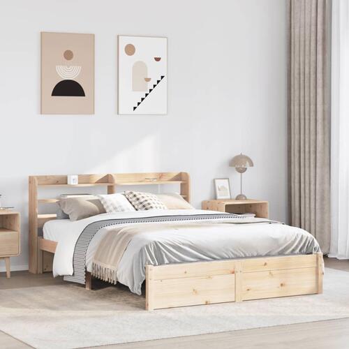 Sengeramme med sengegavl 150x200 cm massivt fyrretræ