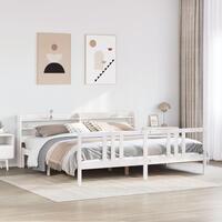 Sengeramme med hovedgærde uden madras Hvid 200x200 cm