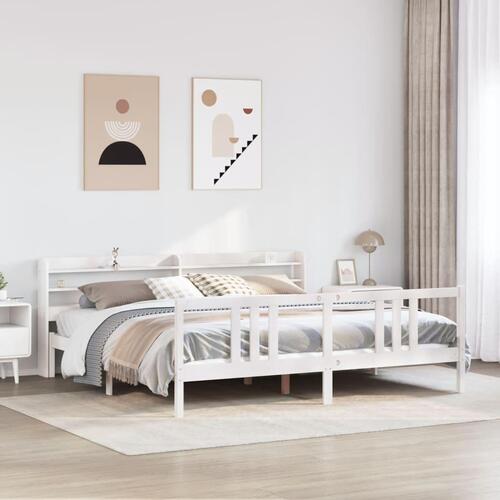 Sengeramme med hovedgærde uden madras Hvid 200x200 cm