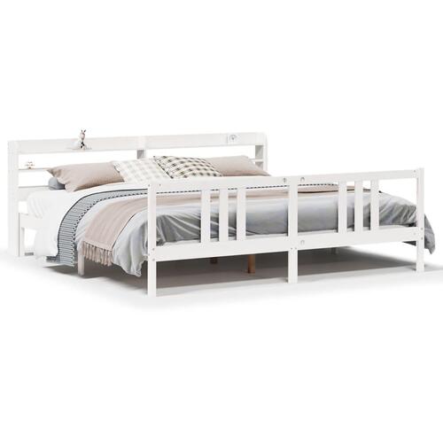 Sengeramme med hovedgærde uden madras Hvid 200x200 cm