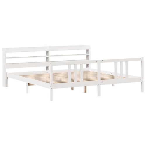 Sengeramme med hovedgærde uden madras Hvid 200x200 cm