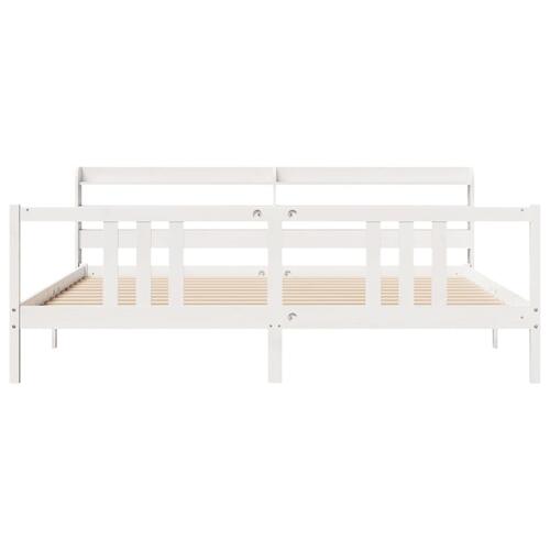 Sengeramme med hovedgærde uden madras Hvid 200x200 cm