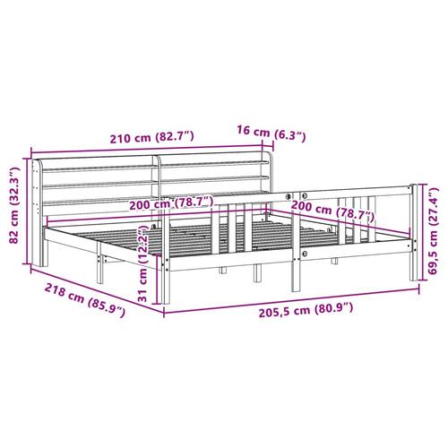 Sengeramme med hovedgærde uden madras Hvid 200x200 cm
