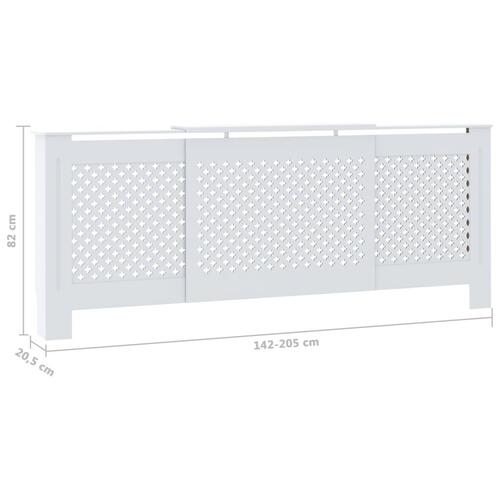 Radiatorskjuler 205 cm MDF hvid