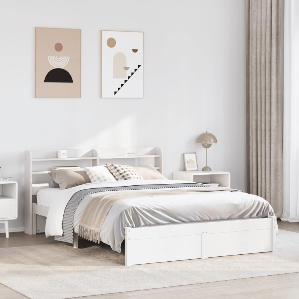 Sengeramme med sengegavl 120x190 cm massivt fyrretræ hvid