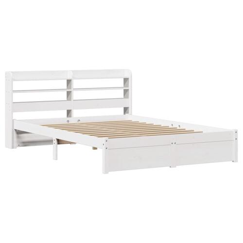 Sengeramme med sengegavl 120x190 cm massivt fyrretræ hvid