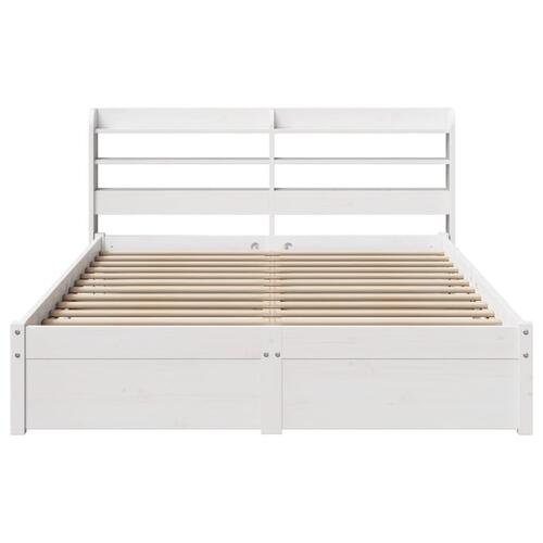 Sengeramme med sengegavl 120x190 cm massivt fyrretræ hvid