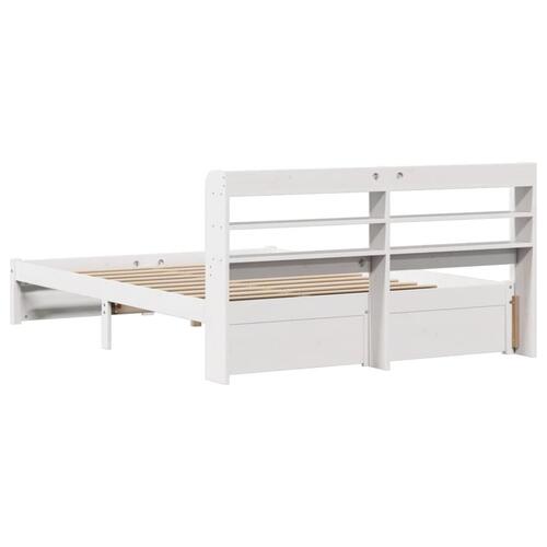 Sengeramme med sengegavl 120x190 cm massivt fyrretræ hvid