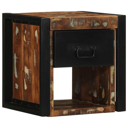 Sengeskabe 2 stk 40x35x40 cm massivt genbrugstræ flerfarvet