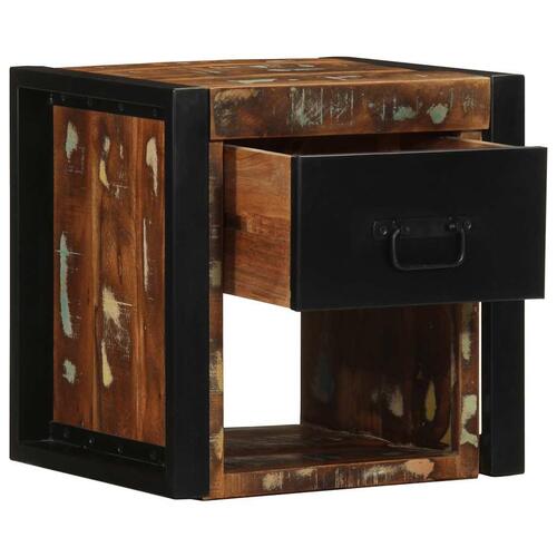 Sengeskabe 2 stk 40x35x40 cm massivt genbrugstræ flerfarvet