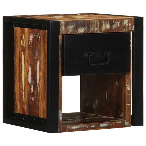 Sengeskabe 2 stk 40x35x40 cm massivt genbrugstræ flerfarvet