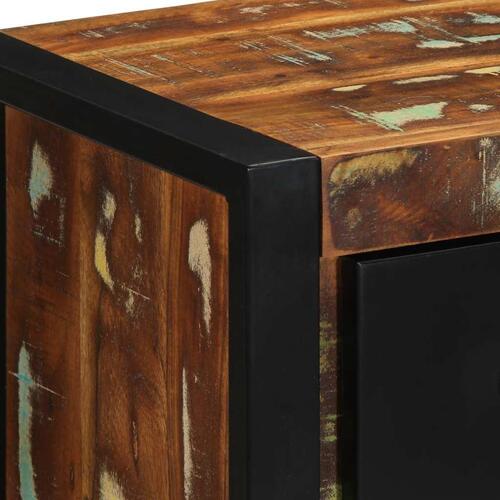 Sengeskabe 2 stk 40x35x40 cm massivt genbrugstræ flerfarvet