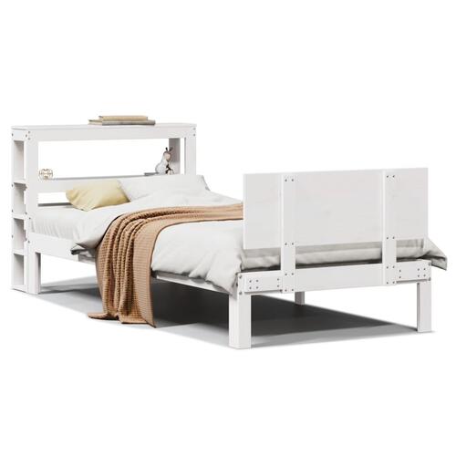 Sengeramme med sengegavl 75x190 cm massivt fyrretræ hvid