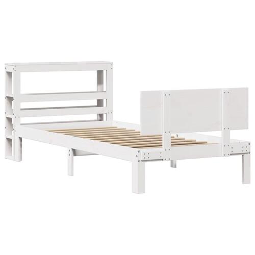 Sengeramme med sengegavl 75x190 cm massivt fyrretræ hvid