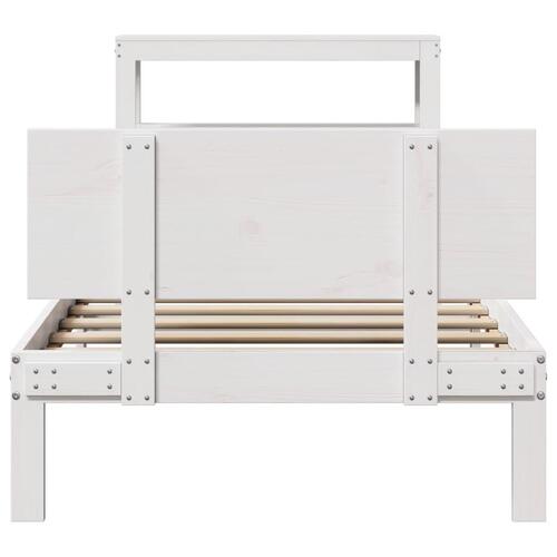 Sengeramme med sengegavl 75x190 cm massivt fyrretræ hvid