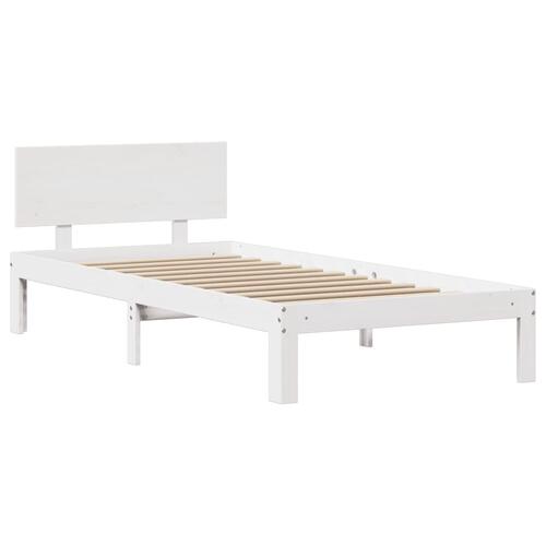 Sengeramme med sengegavl 75x190 cm massivt fyrretræ hvid
