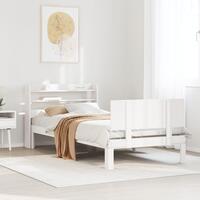 Sengeramme med sengegavl 75x190 cm massivt fyrretræ hvid