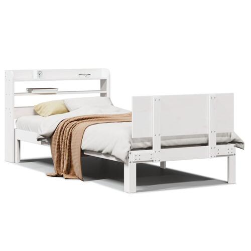 Sengeramme med sengegavl 75x190 cm massivt fyrretræ hvid
