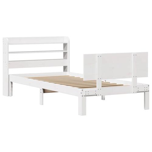 Sengeramme med sengegavl 75x190 cm massivt fyrretræ hvid