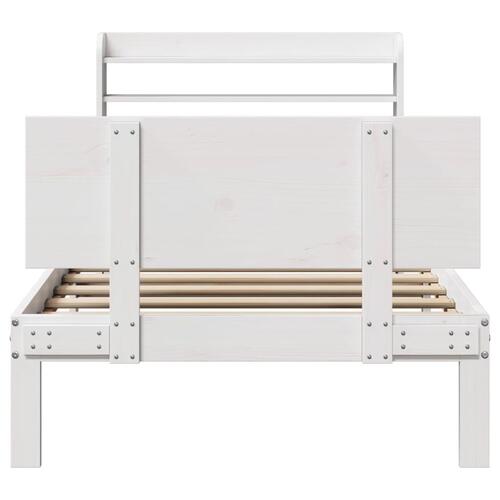 Sengeramme med sengegavl 75x190 cm massivt fyrretræ hvid